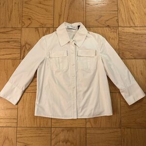 Charles Nolan White Button Up Top with Front Pockets